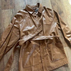 Women's MARC NEW YORK Brown Croc Embossed Faux Leather Jacket M